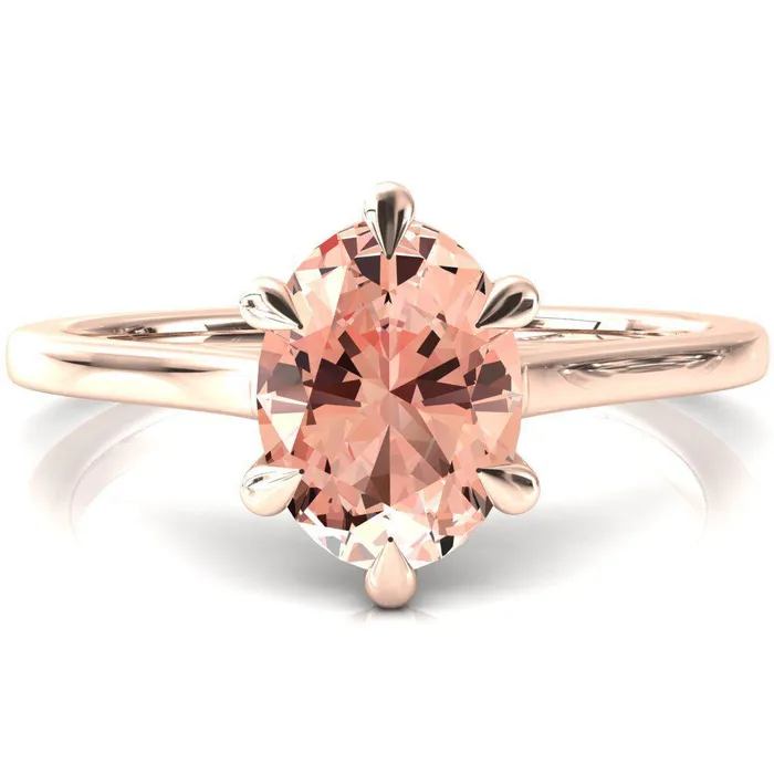 Rings Fire Brilliance Lizzy Oval Champagne Sapphire 6 Claw Prong Cathedral Engagement Ring