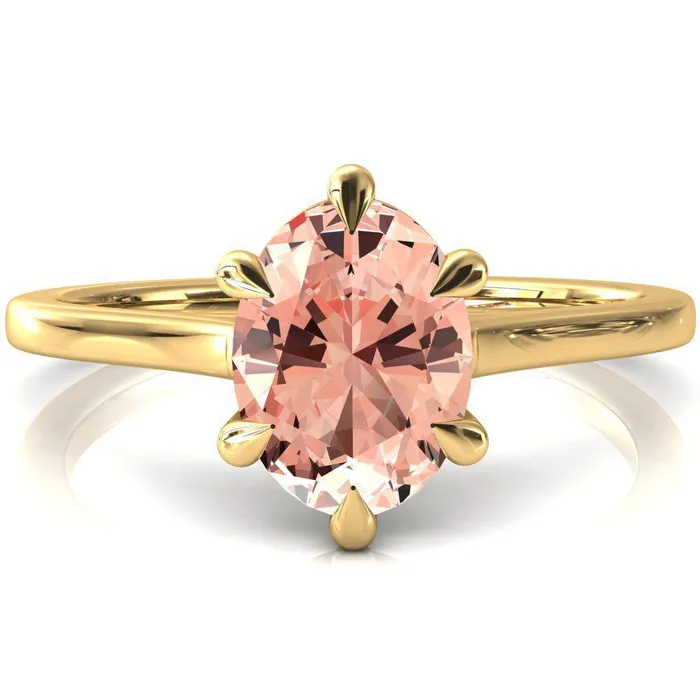 Rings Fire Brilliance Lizzy Oval Champagne Sapphire 6 Claw Prong Cathedral Engagement Ring