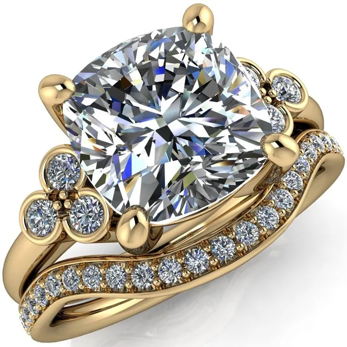 Rings Fire Brilliance Malene Cushion Center Stone Triple Diamond Side Bezel Engagement Ring Rings Fire Brilliance Malene Cushion Center Stone Triple Diamond Side Bezel Engagement Ring