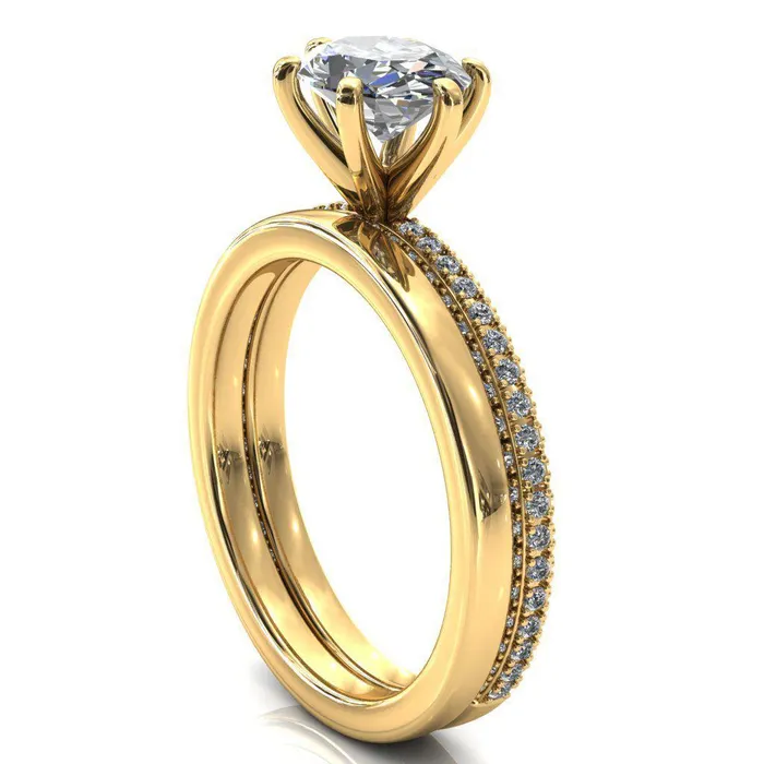 Rings Fire Brilliance Mariyah Oval Center Stone EastWest 6 Prong 34 Eternity 3 Sided Diamond Shank Engagement Ring