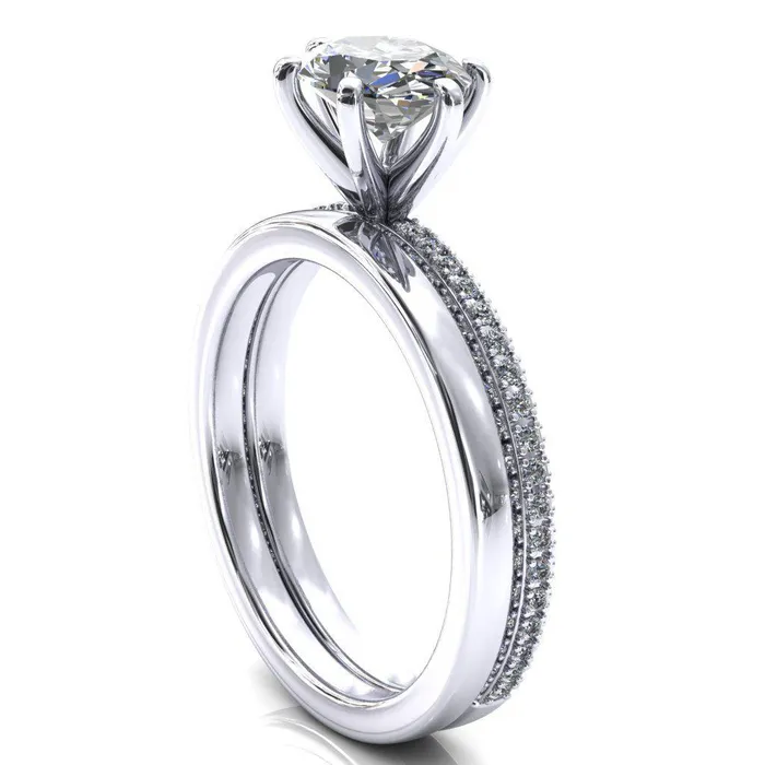 Rings Fire Brilliance Mariyah Oval Center Stone EastWest 6 Prong 34 Eternity 3 Sided Diamond Shank Engagement Ring