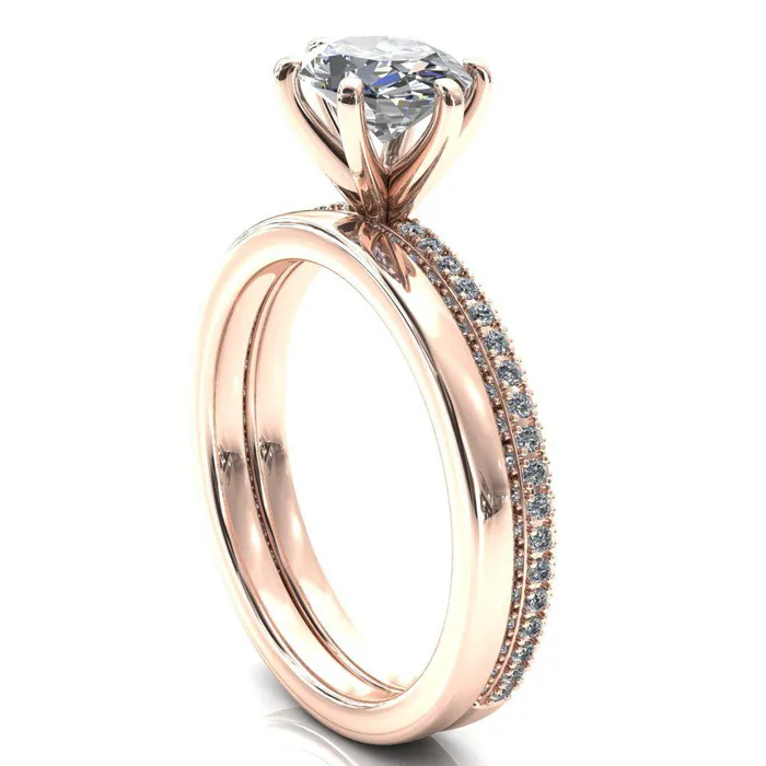 Rings Fire Brilliance Mariyah Oval Center Stone EastWest 6 Prong 34 Eternity 3 Sided Diamond Shank Engagement Ring