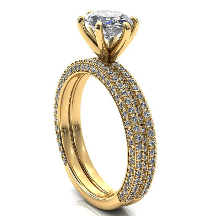 Rings Fire Brilliance Mariyah Oval Center Stone EastWest 6 Prong 34 Eternity 3 Sided Diamond Shank Engagement Ring