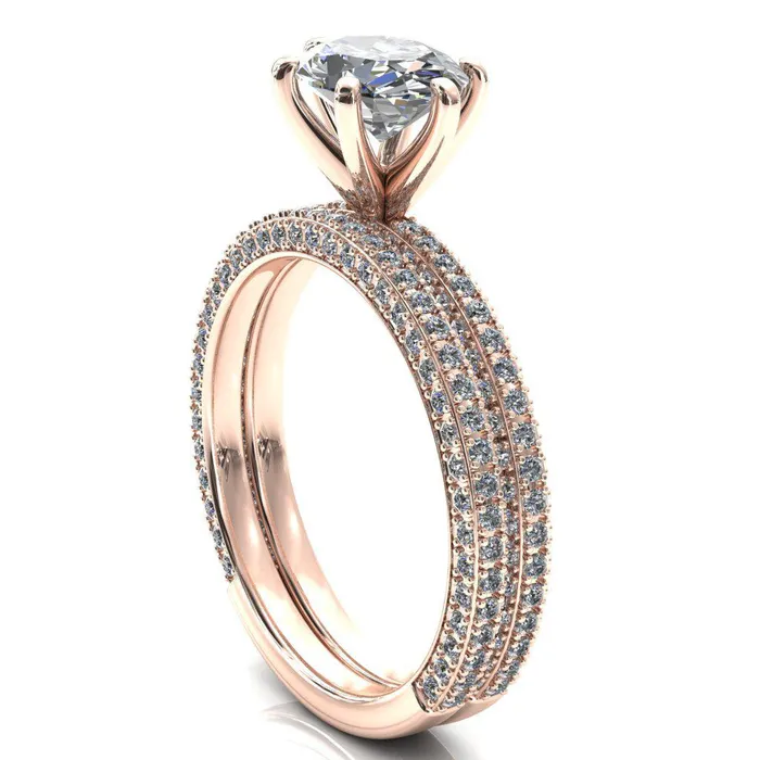 Rings Fire Brilliance Mariyah Oval Center Stone EastWest 6 Prong 34 Eternity 3 Sided Diamond Shank Engagement Ring