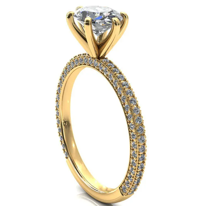 Rings Fire Brilliance Mariyah Oval Center Stone EastWest 6 Prong 34 Eternity 3 Sided Diamond Shank Engagement Ring