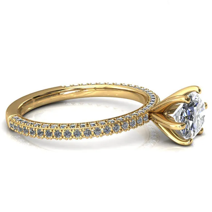 Rings Fire Brilliance Mariyah Oval Center Stone EastWest 6 Prong 34 Eternity 3 Sided Diamond Shank Engagement Ring