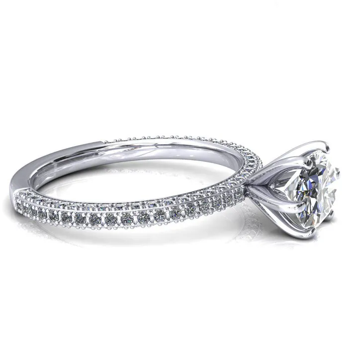 Rings Fire Brilliance Mariyah Oval Center Stone EastWest 6 Prong 34 Eternity 3 Sided Diamond Shank Engagement Ring
