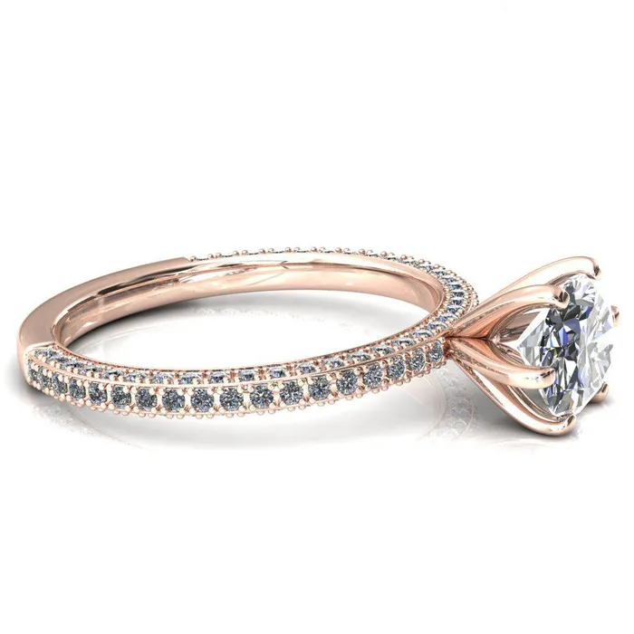 Rings Fire Brilliance Mariyah Oval Center Stone EastWest 6 Prong 34 Eternity 3 Sided Diamond Shank Engagement Ring