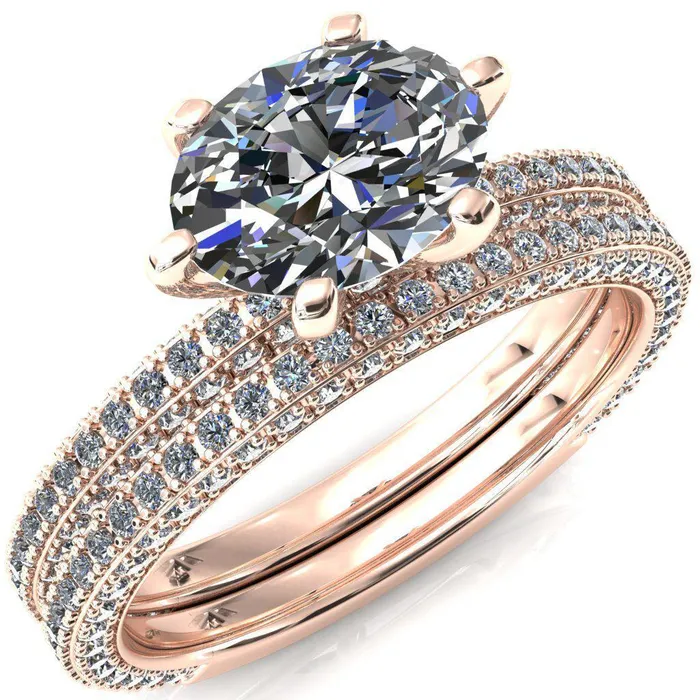 Rings Fire Brilliance Mariyah Oval Center Stone EastWest 6 Prong 34 Eternity 3 Sided Diamond Shank Engagement Ring