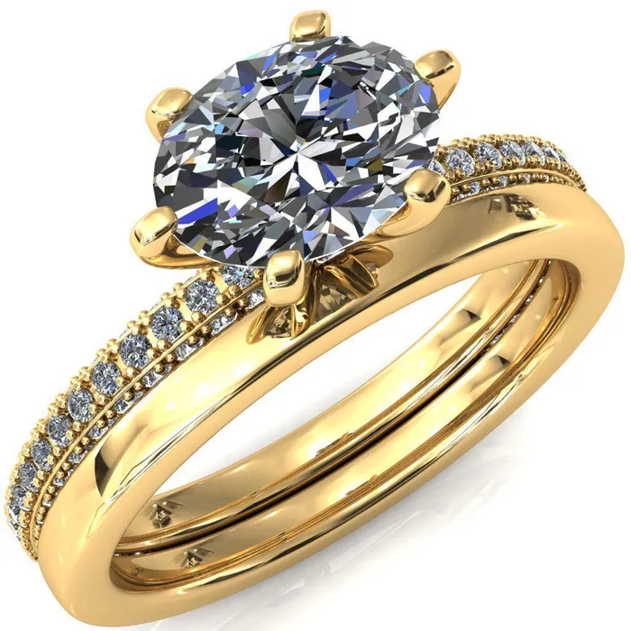 Rings Fire Brilliance Mariyah Oval Center Stone EastWest 6 Prong 34 Eternity 3 Sided Diamond Shank Engagement Ring