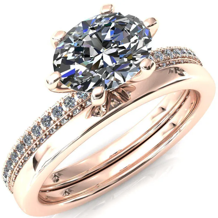 Rings Fire Brilliance Mariyah Oval Center Stone EastWest 6 Prong 34 Eternity 3 Sided Diamond Shank Engagement Ring