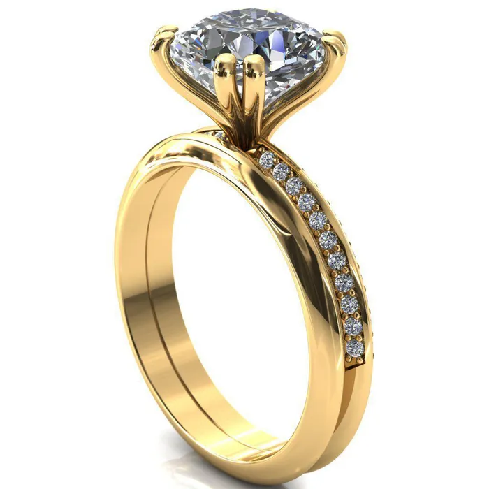 Rings Fire Brilliance Nancy Cushion Center Stone 4 Double Prong 12 Eternity Diamond Knife Shank Accent Engagement Ring
