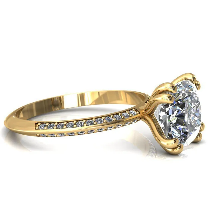 Rings Fire Brilliance Nancy Cushion Center Stone 4 Double Prong 12 Eternity Diamond Knife Shank Accent Engagement Ring