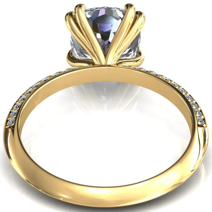 Rings Fire Brilliance Nancy Cushion Center Stone 4 Double Prong 12 Eternity Diamond Knife Shank Accent Engagement Ring