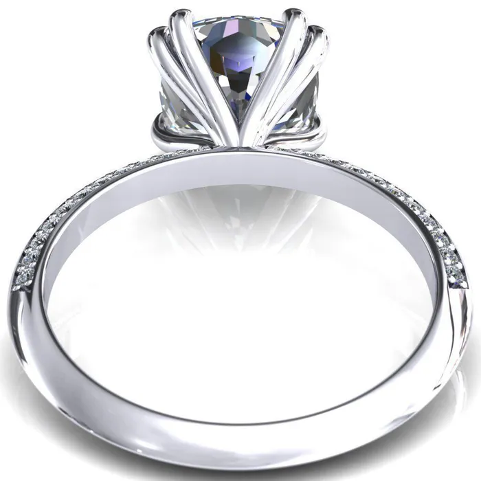 Rings Fire Brilliance Nancy Cushion Center Stone 4 Double Prong 12 Eternity Diamond Knife Shank Accent Engagement Ring