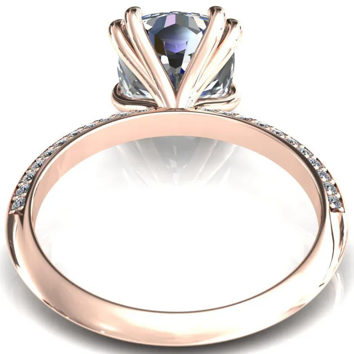 Rings Fire Brilliance Nancy Cushion Center Stone 4 Double Prong 12 Eternity Diamond Knife Shank Accent Engagement Ring