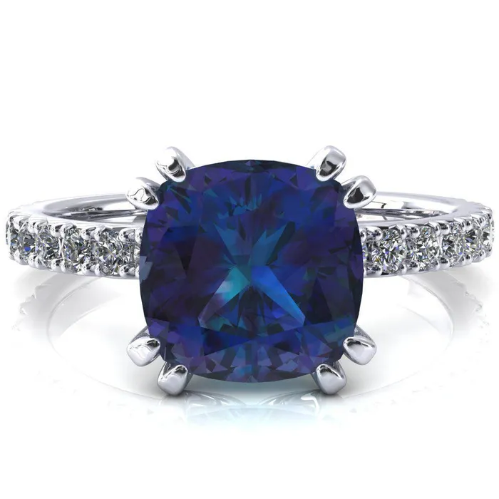 Rings Fire Brilliance Nefili Cushion Alexandrite 4 Double Prong 58 Eternity Diamond French Pave Engagement Ring Rings Fire Brilliance Nefili Cushion Alexandrite 4 Double Prong 58 Eternity Diamond French Pave Engagement Ring