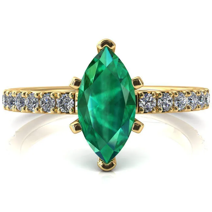 Rings Fire Brilliance Nefili Marquise Emerald 6 Prong 58 Eternity Diamond French Pave Engagement Ring