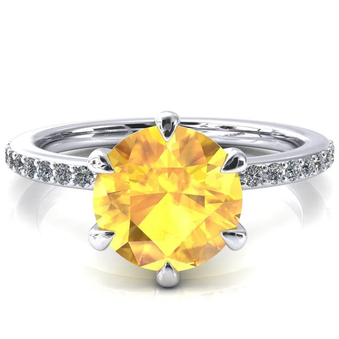 Rings Fire Brilliance Nora Round Yellow Sapphire Solitaire 6 Prong Ring Rings Fire Brilliance Nora Round Yellow Sapphire Solitaire 6 Prong Ring