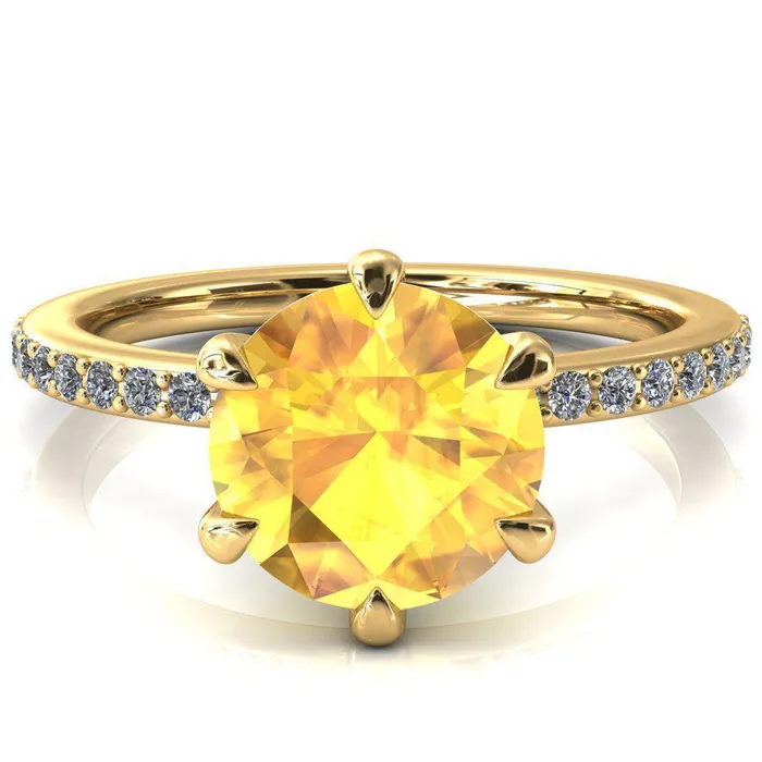 Rings Fire Brilliance Nora Round Yellow Sapphire Solitaire 6 Prong Ring