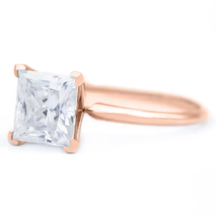 Rings Fire Brilliance Princess Moissanite 4 Prongs FANCY Solitaire Ring