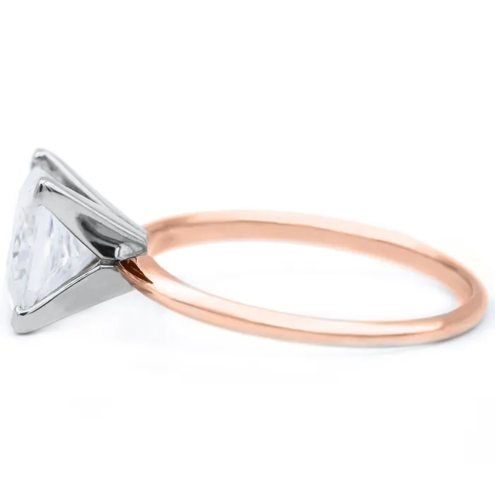 Rings Fire Brilliance Princess Moissanite 4 Prongs FANCY Solitaire Ring