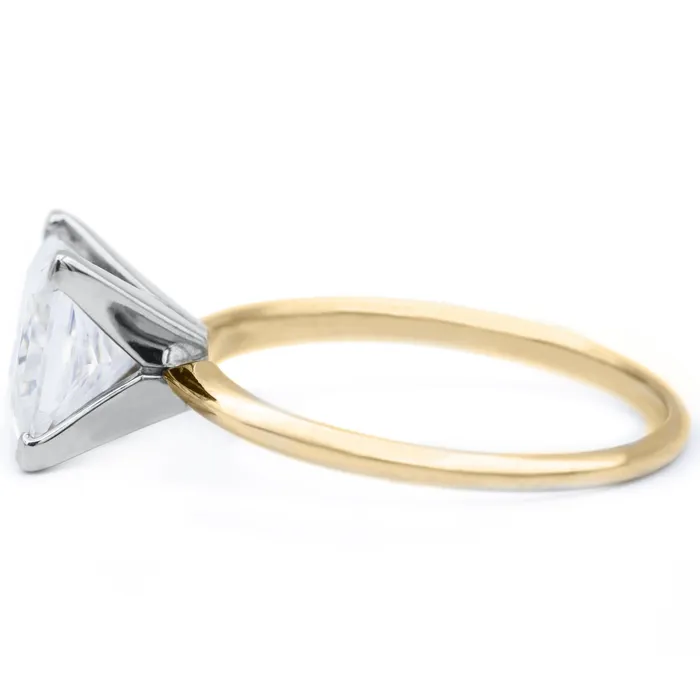 Rings Fire Brilliance Princess Moissanite 4 Prongs FANCY Solitaire Ring