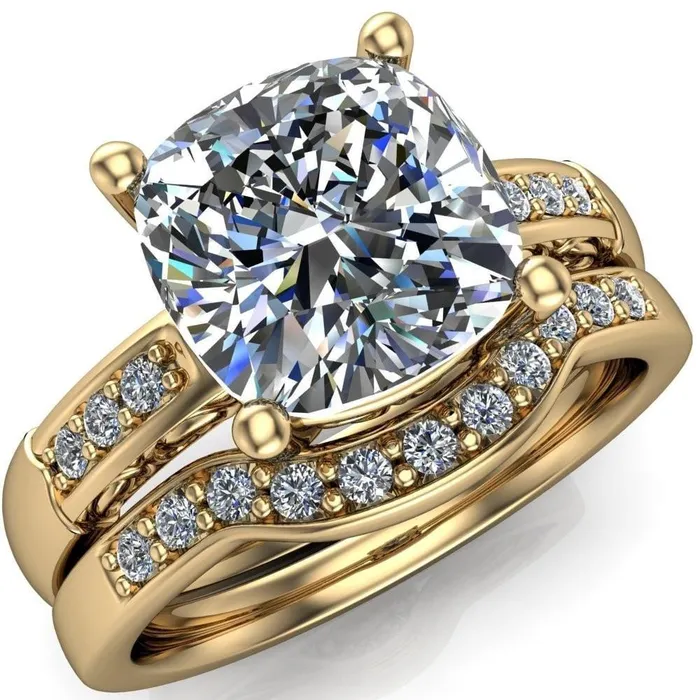 Rings Fire Brilliance Sheila Cushion Center Stone Diamond Channel Under Bezel 4 Prong Ring Rings Fire Brilliance Sheila Cushion Center Stone Diamond Channel Under Bezel 4 Prong Ring