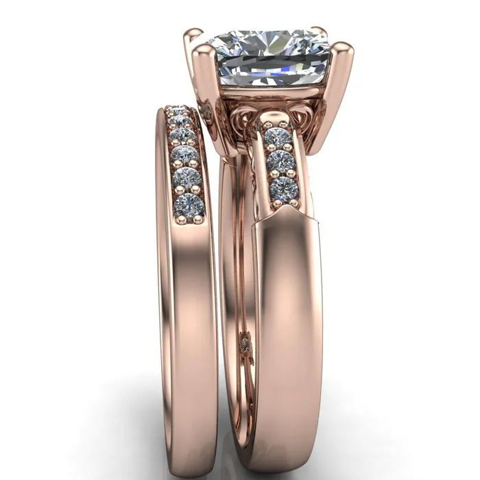 Rings Fire Brilliance Sheila Cushion Center Stone Diamond Channel Under Bezel 4 Prong Ring