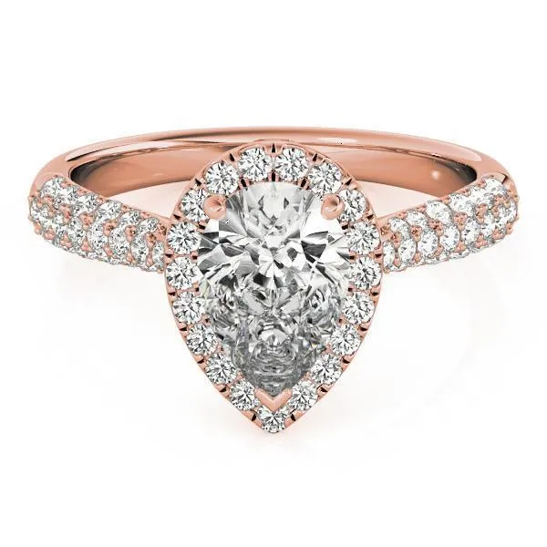 Rings Fire Brilliance Vicky Pear Moissanite Micro Pave Shank Halo Engagement Ring