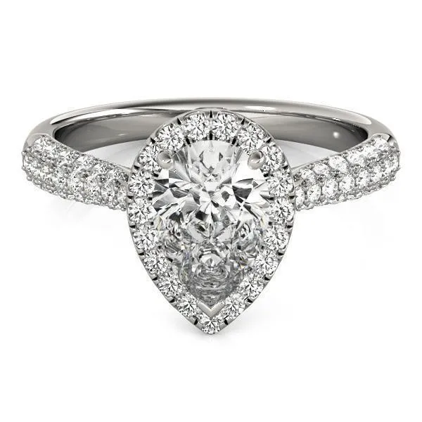 Rings Fire Brilliance Vicky Pear Moissanite Micro Pave Shank Halo Engagement Ring