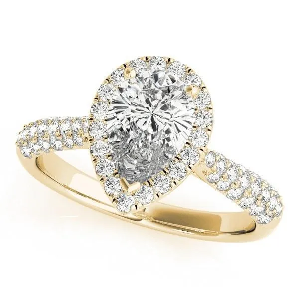 Rings Fire Brilliance Vicky Pear Moissanite Micro Pave Shank Halo Engagement Ring