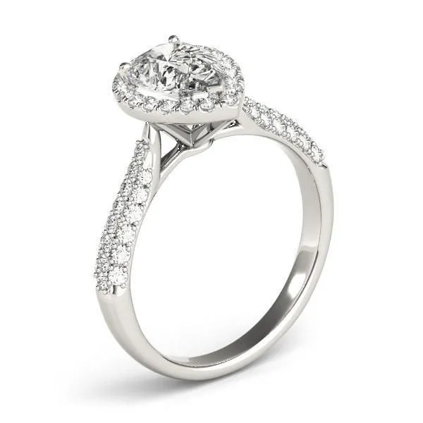 Rings Fire Brilliance Vicky Pear Moissanite Micro Pave Shank Halo Engagement Ring