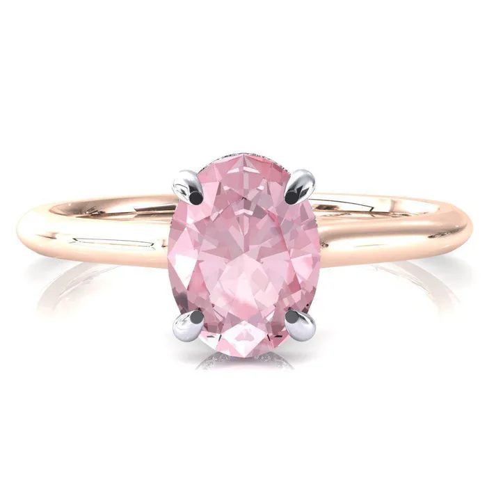 Rings Janey Oval Pink Sapphire 4 Prongs Claw Floating Halo Inverted Cathedral Ring Fire Brilliance Rings Janey Oval Pink Sapphire 4 Prongs Claw Floating Halo Inverted Cathedral Ring Fire Brilliance