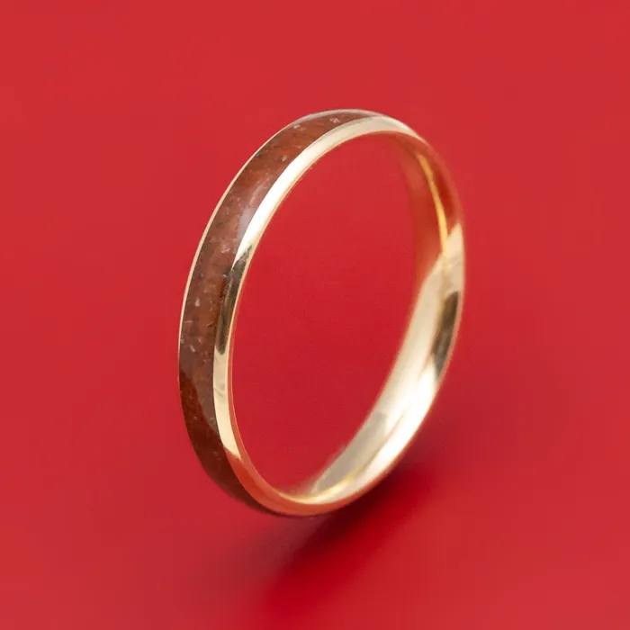 Rings Lashbrook 14K Gold and Dinosaur Bone Ring Custom Made Rings Lashbrook 14K Gold and Dinosaur Bone Ring Custom Made