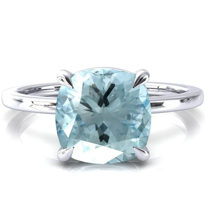 Rings Lyla Cushion Aqua Blue Spinel 4 Claw Prong Single Rail Solitaire Ring Fire Brilliance Rings Lyla Cushion Aqua Blue Spinel 4 Claw Prong Single Rail Solitaire Ring Fire Brilliance