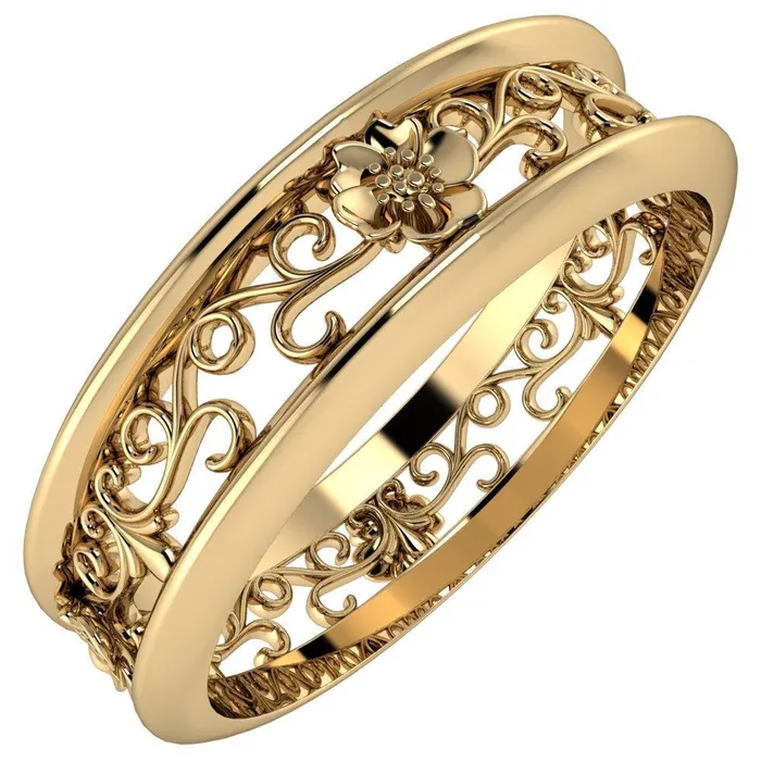 Rings Marie Floral and Vines Filigree Eternity Wedding Band Fire Brilliance 