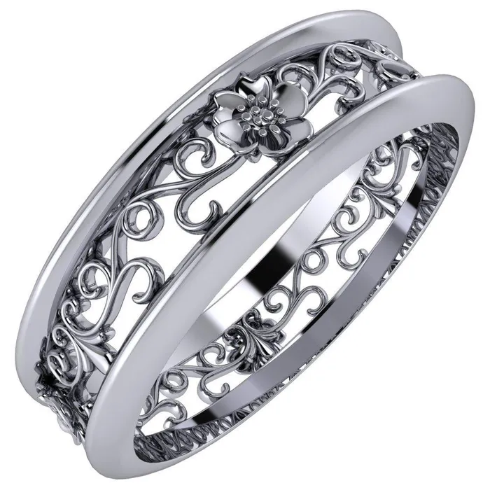 Rings Marie Floral and Vines Filigree Eternity Wedding Band Fire Brilliance 