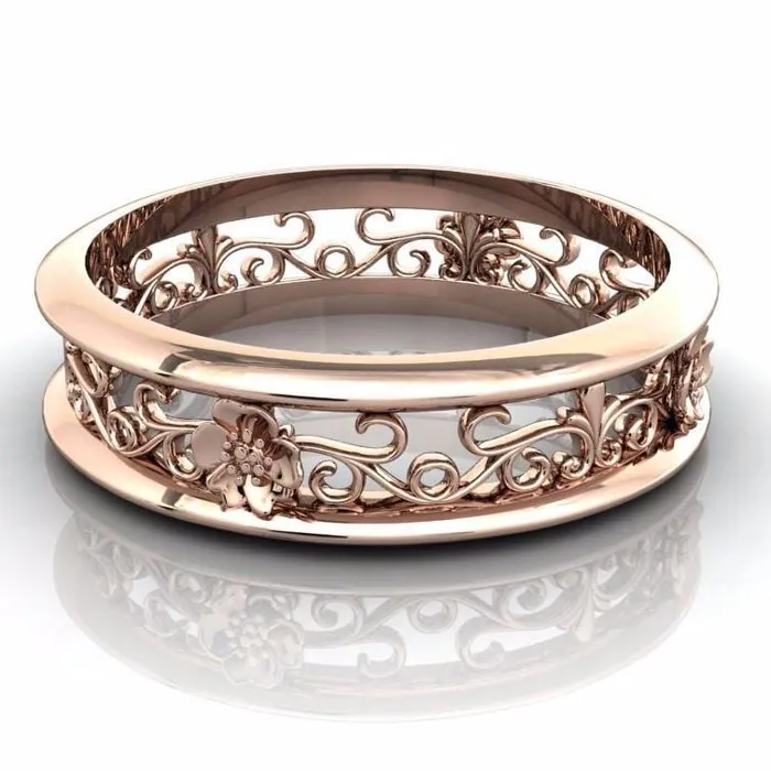 Rings Marie Floral and Vines Filigree Eternity Wedding Band Fire Brilliance 