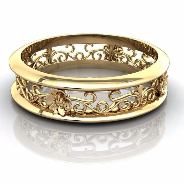Rings Marie Floral and Vines Filigree Eternity Wedding Band Fire Brilliance 