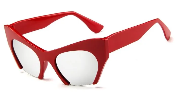 Rings POLLY S382 Red Frame Mirror Lens Open Bottom Frame Sunglasses