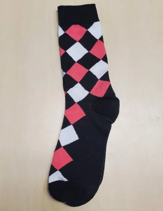 Rings SF286 Black Pink White Diamond Design Socks POLLY