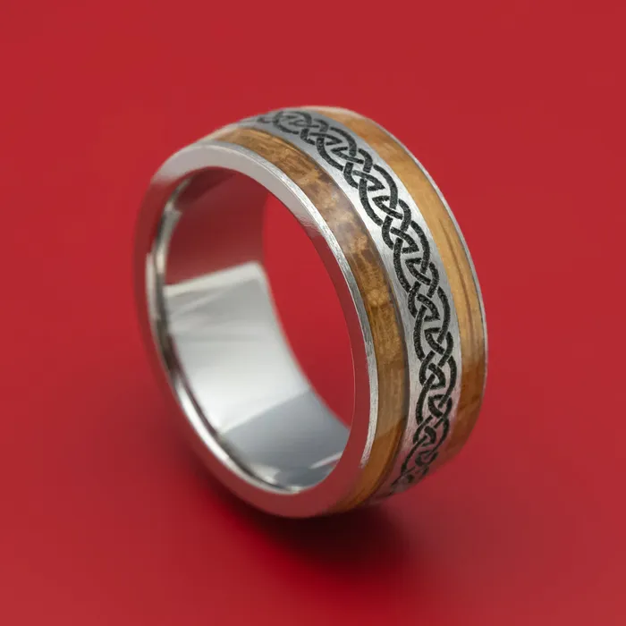 Rings Titanium Celtic Knot and Hardwood Ring Custom Made Lashbrook