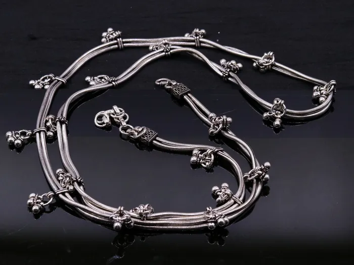 Rings TRIBAL ORNAMENTS 925 sterling silver handmade vintage antique design belly chainwaist chain belly dance adjustable length 345 to 365 tribal jewelry wch05