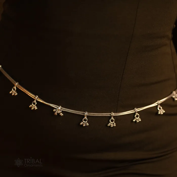 Rings TRIBAL ORNAMENTS 925 sterling silver handmade vintage antique design belly chainwaist chain belly dance adjustable length 345 to 365 tribal jewelry wch05