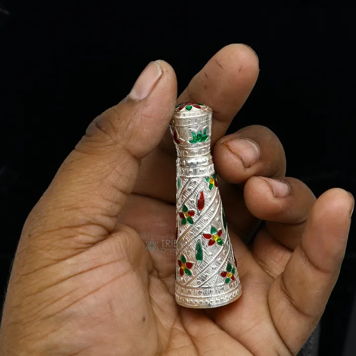 Rings TRIBAL ORNAMENTS 925 sterling silver sindur box brides boxcasket box bridal enamel sindur box collection container box eyeliner box gifting stb817