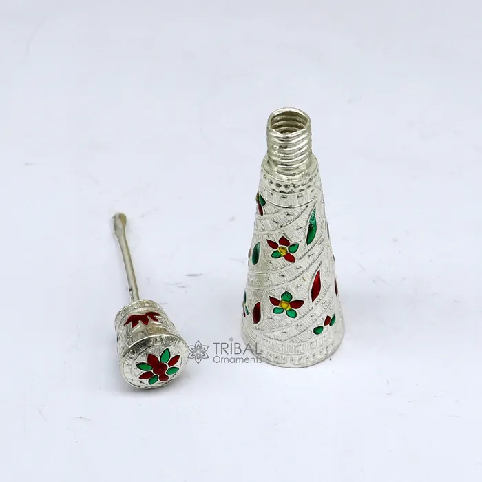 Rings TRIBAL ORNAMENTS 925 sterling silver sindur box brides boxcasket box bridal enamel sindur box collection container box eyeliner box gifting stb817