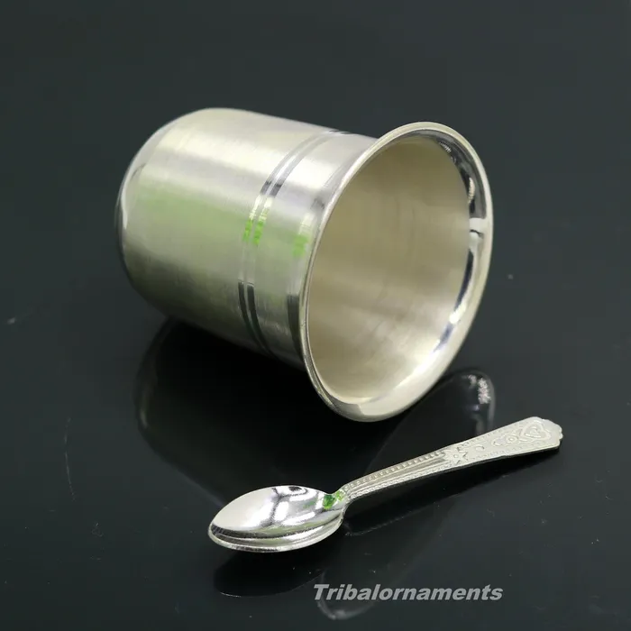 Rings TRIBAL ORNAMENTS 999 fine silver handmade watermilk Glass tumbler silver flask baby kids silver utensils set for stay healthy best gifting article sv137