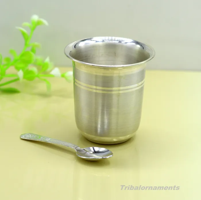 Rings TRIBAL ORNAMENTS 999 fine silver handmade watermilk Glass tumbler silver flask baby kids silver utensils set for stay healthy best gifting article sv137