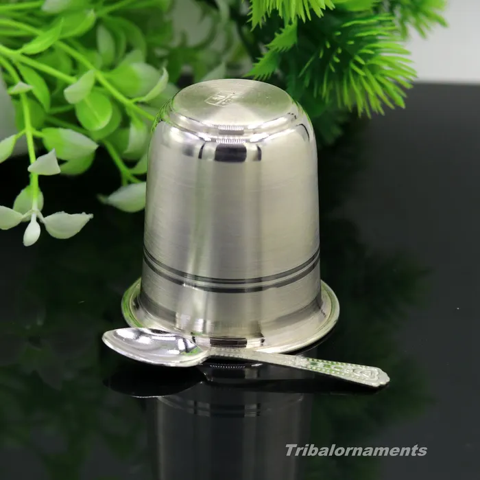 Rings TRIBAL ORNAMENTS 999 fine silver handmade watermilk Glass tumbler silver flask baby kids silver utensils set for stay healthy best gifting article sv137